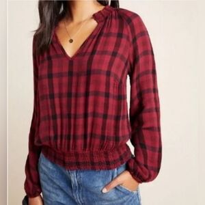Cloth & Stone| Anthroplogie Plaid Long Sleeve Top